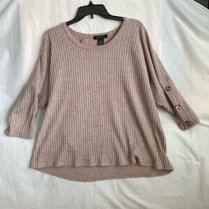 Ribbed Knit Sweater with Button Sleeves
